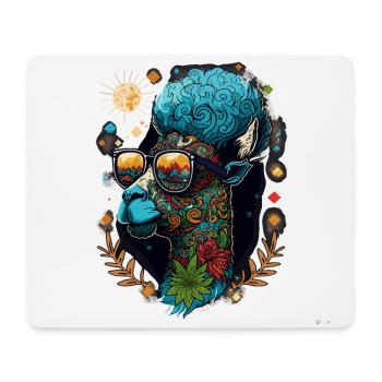 Lama Psychédélique : Une Tête De Weed Cool Avec Des Couleurs Vibrantes Ou - Tapis de souris (format paysage) - blanc - Devant