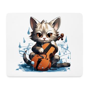 Le chat à griffes de violoncelle - Tapis de souris (format paysage) - blanc - Devant