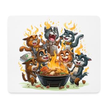 Le brouhaha du barbecue - Tapis de souris (format paysage) - blanc - Devant