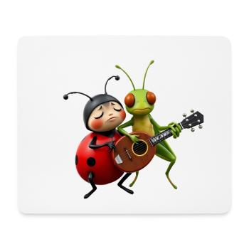 Ladybug and Grasshopper Playing the Mandolin - Mouse Pad (horizontal) - white - Front