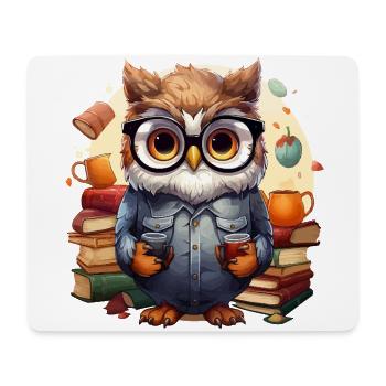 The Wise Librarian Owl - Mouse Pad (horizontal) - white - Front