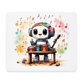 The Joyful Robot Xylophonist - Mouse Pad (horizontal) - white - Front