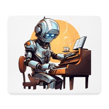 Der Roboter-Pianist - Mousepad (Querformat) - Weiß - Vorne