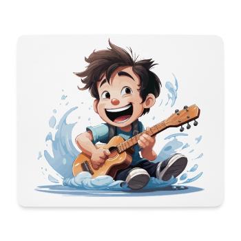 Der fröhliche Ukulele-Spieler - Mousepad (Querformat) - Weiß - Vorne