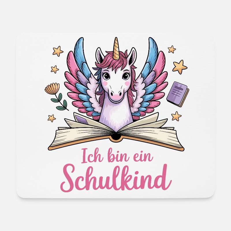 Einschulung Unicorn - Je suis écolier - Tapis de souris (format paysage) - blanc