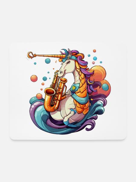Jazziger Einhorn-Groove - Mousepad (Querformat) - Weiß