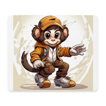 Affe Skateboarding T-Shirt - Mousepad (Querformat) - Weiß - Vorne