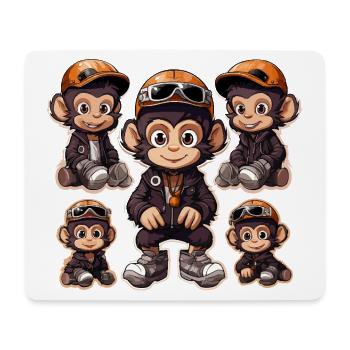 Affe Skateboarding Aufkleber Pack - Mousepad (Querformat) - Weiß - Vorne