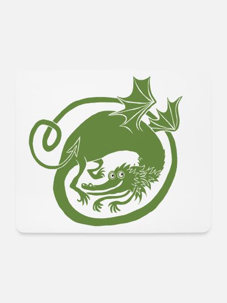 Drache (hellgrün) - Mousepad (Querformat) - Weiß