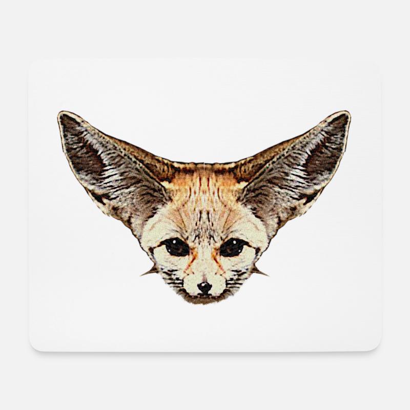 fox clothes girl, desert fox face - Mouse Pad (horizontal) - white