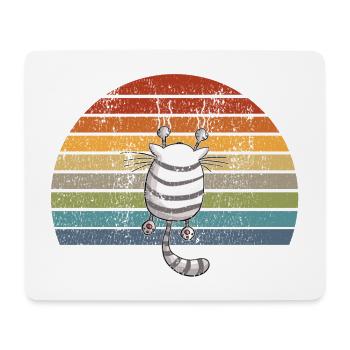 Hanging cat I vintage cats comic retro motif - Mouse Pad (horizontal) - white - Front