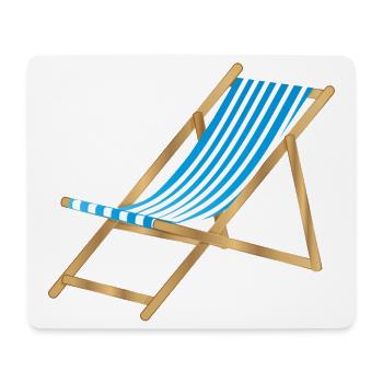chaise longue marine rayée bleu blanc - Tapis de souris (format paysage) - blanc - Devant