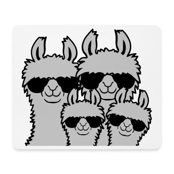 Lama Famille Parents Enfant - Tapis de souris (format paysage) - blanc - Devant