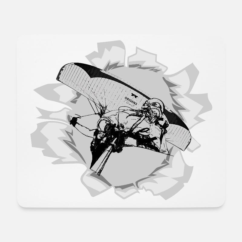 Gleitschirmflügel fliegt durch die Öffnung - Mousepad (Querformat) - Weiß