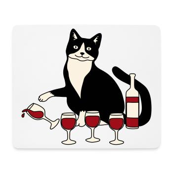 Katzenweinglas - Mousepad (Querformat) - Weiß - Vorne