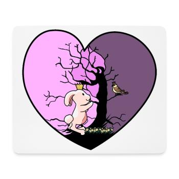 Coeur Lapin Fantaisie Oiseau Enfants Toddler Bébé - Tapis de souris (format paysage) - blanc - Devant