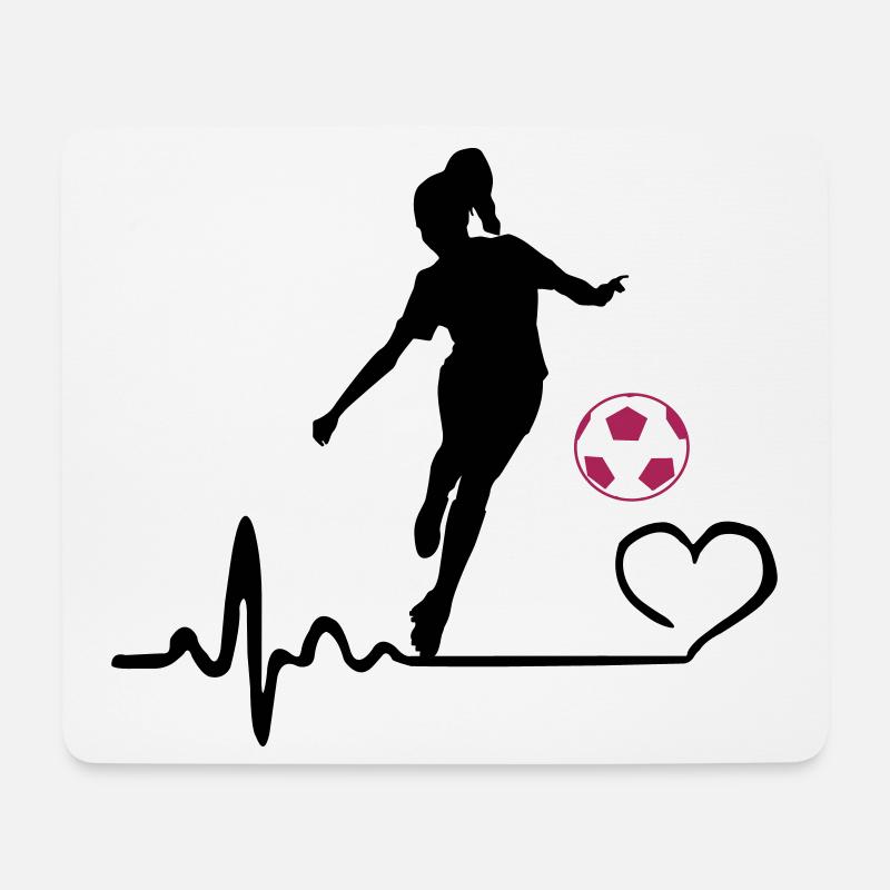 Fußballerin Herzschlag - Mousepad (Querformat) - Weiß