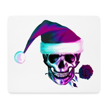 Neon skull with Christmas hat - Mouse Pad (horizontal) - white - Front
