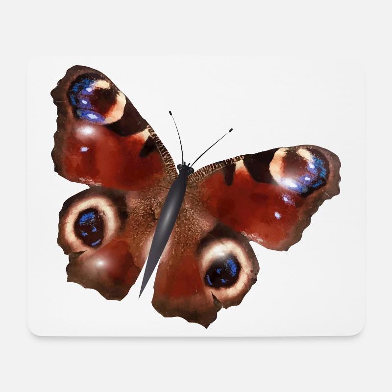 wunderschöne Tagpfauenauge Schmetterling - Mousepad (Querformat) - Weiß