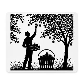 charming garden silhouette man picking apples - Mouse Pad (horizontal) - white - Front
