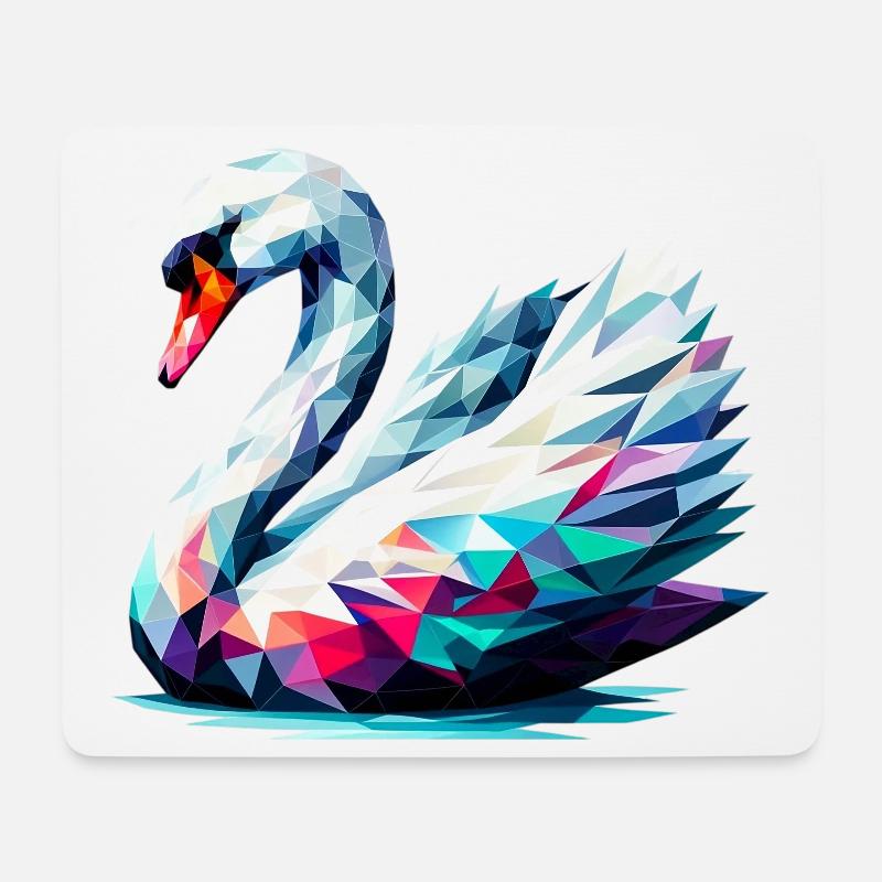 Polygonaler Schwan - Mousepad (Querformat) - Weiß
