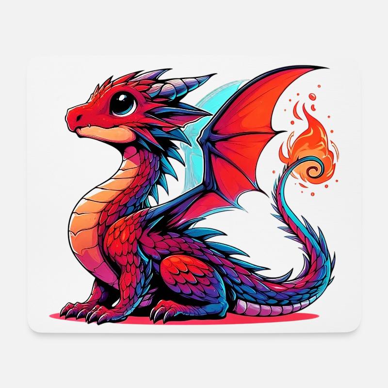 Drache - Mousepad (Querformat) - Weiß