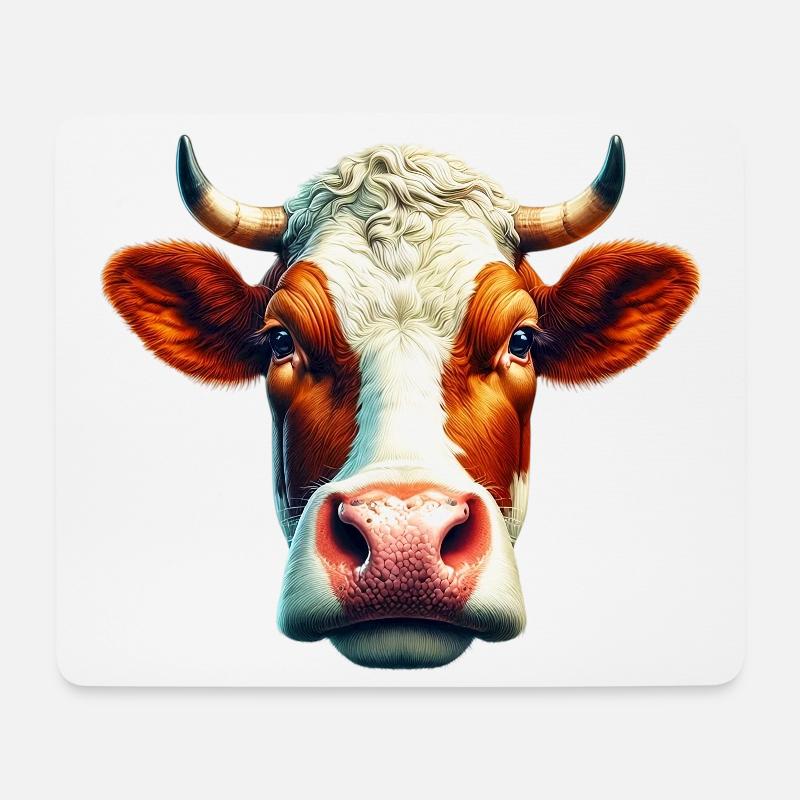 Kuh - Mousepad (Querformat) - Weiß