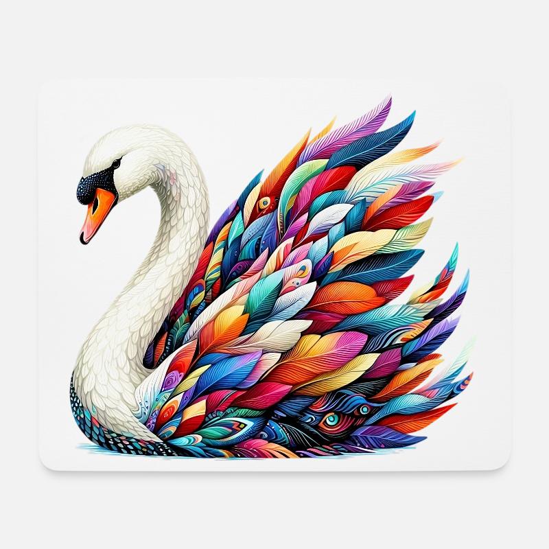 Schwan - Mousepad (Querformat) - Weiß