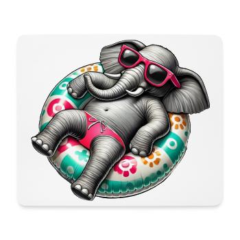Un éléphant détendu sur une piste de natation - Tapis de souris (format paysage) - blanc - Devant