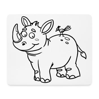 Rhino Kawaii coloring page hand-illustrated - Mouse Pad (horizontal) - white - Front