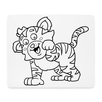 Tiger Kawaii coloring page hand-illustrated - Mouse Pad (horizontal) - white - Front