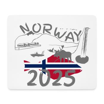 Norwegen 2025 Heilbutt mit Bergen und Elch Angeln - Mousepad (Querformat) - Weiß - Vorne