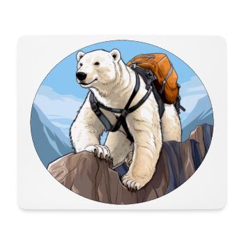 Eisbären Wandern / Bergsteiger Eisbär - Mousepad (Querformat) - Weiß - Vorne