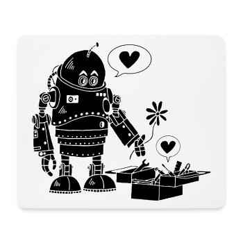 Robot amoureux (noir) - Tapis de souris (format paysage) - blanc - Devant