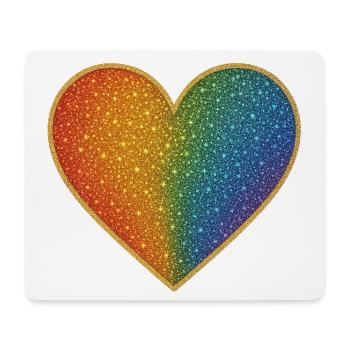 Funkelndes Regenbogenherz Design - Mousepad (Querformat) - Weiß - Vorne