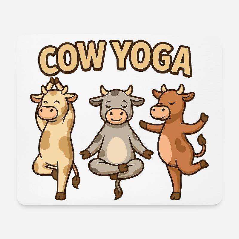 Kuh Yoga Illustration - Mousepad (Querformat) - Weiß