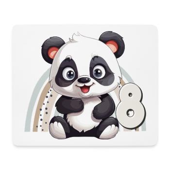 8ème anniversaire Panda Ours Arc-en-ciel Mignon Mignon - Tapis de souris (format paysage) - blanc - Devant