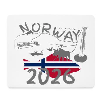 Norvège 2026 Flétan avec montagnes et pêche à l’orignal - Tapis de souris (format paysage) - blanc - Devant