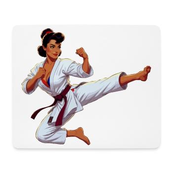 Coup de pied de gi pin-up karateka - Tapis de souris (format paysage) - blanc - Devant
