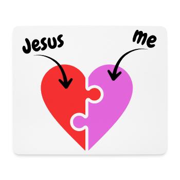 Jesus & me - Heart - Puzzle - christlich - Mousepad (Querformat) - Weiß - Vorne