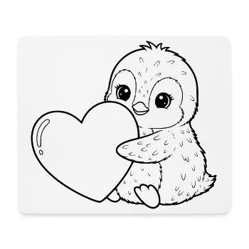 Pingouin au cœur – motif doux d’hiver plein d’amour - Tapis de souris (format paysage) - blanc - Devant