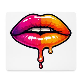 Tropfende Neonlippen - Mousepad (Querformat) - Weiß - Vorne