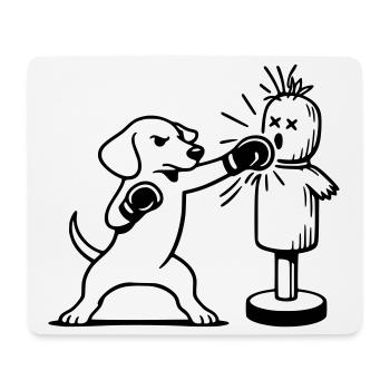 Sparring Dachshund Boxing Line Art - Mouse Pad (horizontal) - white - Front