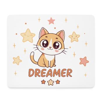 Chaton Reveur et Etoiles Douces - Tapis de souris (format paysage) - blanc - Devant