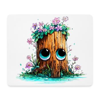 Waldstumpf mit Blütenaugen - Mousepad (Querformat) - Weiß - Vorne