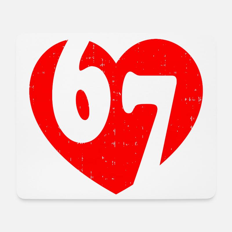 Six Seven 67 Meme Cool Valentine’s - Mousepad (Querformat) - Weiß