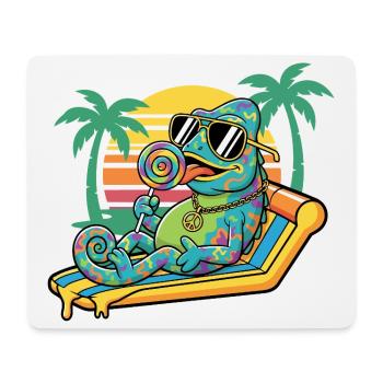 Caméléon dans le motif humoristique des vacances de plage d’été - Tapis de souris (format paysage) - blanc - Devant