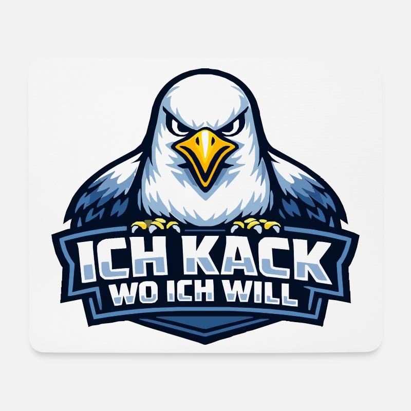 Böse Möwe "Ich kack wo ich will" Spruch - Mousepad (Querformat) - Weiß