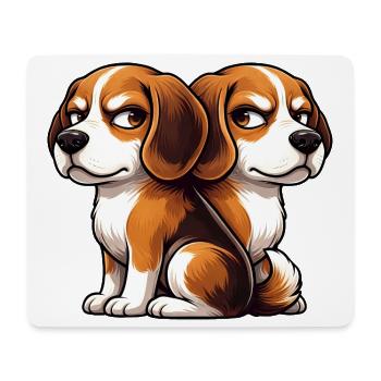 Süßer Beagle Cartoon Freunde Freundschaft Zwilling - Mousepad (Querformat) - Weiß - Vorne