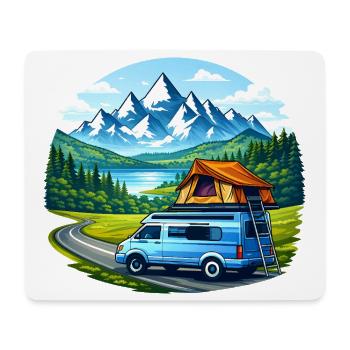 Vanlife Camper Illustration Bergmotiv - Mousepad (Querformat) - Weiß - Vorne